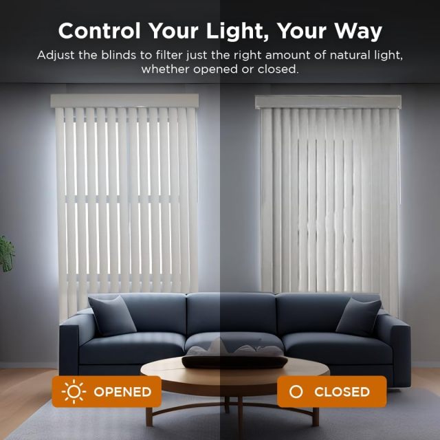 Vertical Window Blinds, Sliding Door Blinds, Cordless Blinds for Patio Doors, Room Darkening Shades for Home Decor, Vinyl