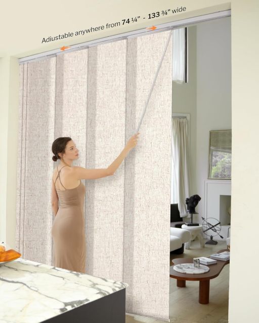 Adjustable Panel Track Blinds Blackout Vertical Blinds, Retractable Track from70 to 133" W, Trimmable Panel Up to 102" H