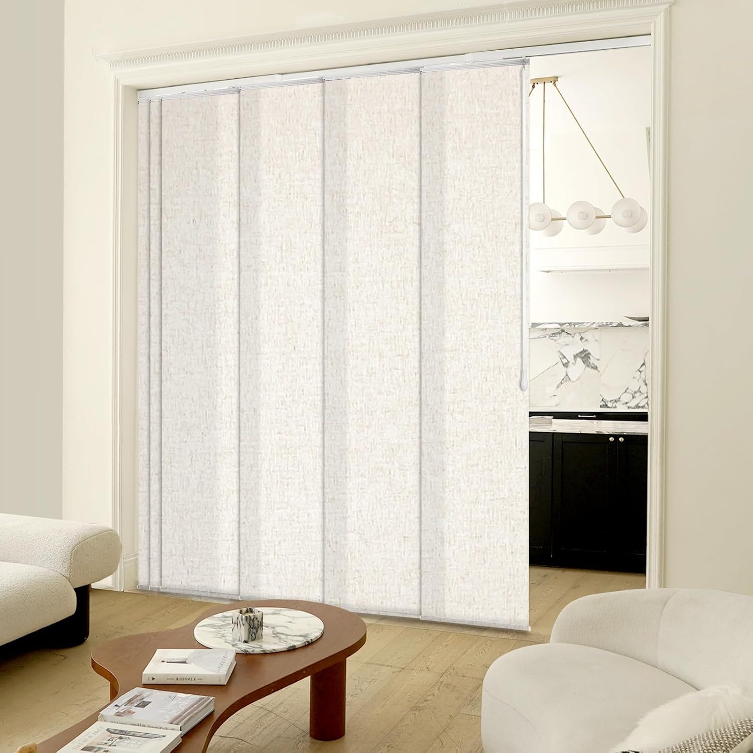 Adjustable Panel Track Blinds Blackout Vertical Blinds, Retractable Track from70 to 133" W, Trimmable Panel Up to 102" H