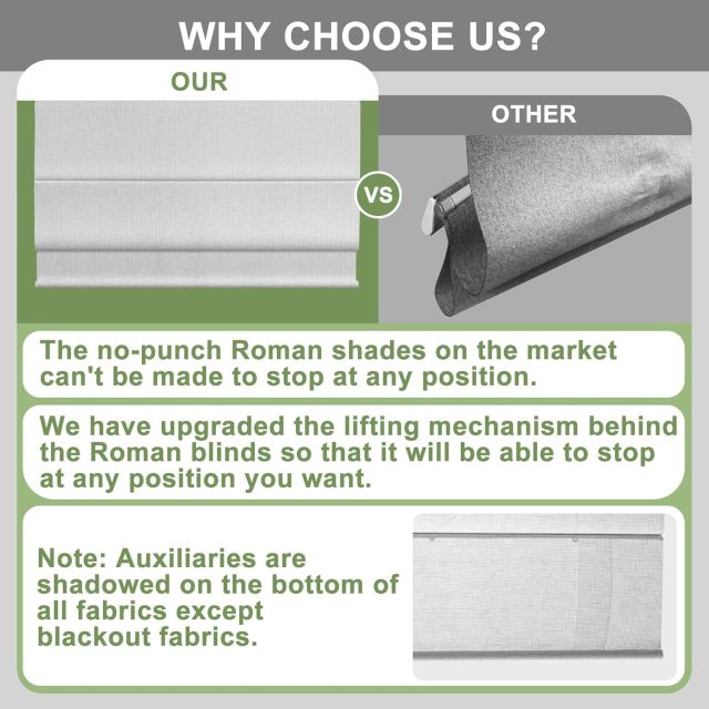 No Drill Roman Shades for Windows No Tools Roman Shades, UV Protection, Privacy, Thermal Insulation Roman Blinds, Easy to Install, 70％Blackout-Beige Custom Size