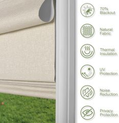 No Drill Roman Shades for Windows No Tools Roman Shades, UV Protection, Privacy, Thermal Insulation Roman Blinds, Easy to Install, 70％Blackout-Beige Custom Size