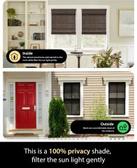 Bamboo Roman Shades for Windows Cordless