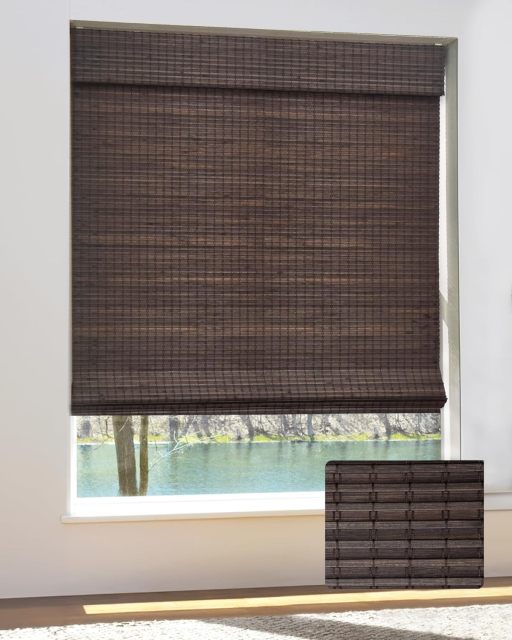 Bamboo Roman Shades for Windows Cordless