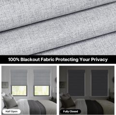 Black out No Drill Roman Shades for Windows, Cordless Blackout Window Shades with UV Protection, Polyester Fabric for Bedroom & Living Room