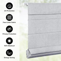 Black out No Drill Roman Shades for Windows, Cordless Blackout Window Shades with UV Protection, Polyester Fabric for Bedroom & Living Room