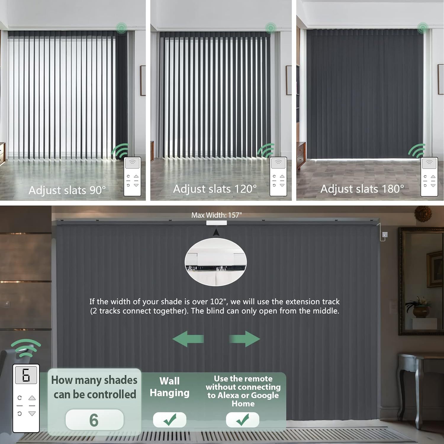 Sheer vertical blinds Motorized Vertical Sheer Blinds, Smart Custom Size, Light Filtering Electric Blinds for Home Office, Multi-Color