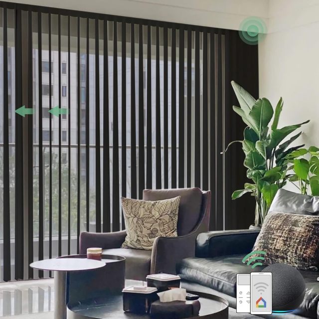 Sheer vertical blinds Motorized Vertical Sheer Blinds, Smart Custom Size, Light Filtering Electric Blinds for Home Office, Multi-Color