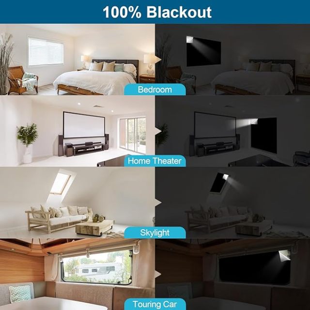 Blackout Curtains for Bedroom, Portable DIY Window Blinds, No Drill Window Shades & Blackout Blinds with Stickers & Tabs for Travel, Dorm Room, Media Room