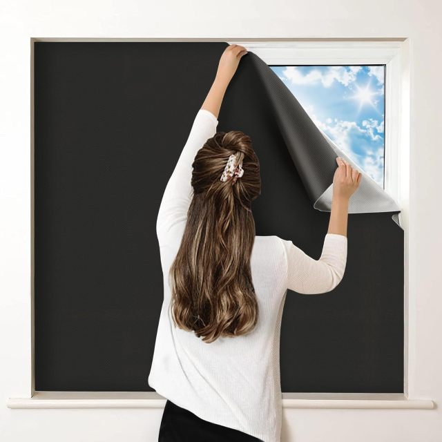 Blackout Curtains for Bedroom, Portable DIY Window Blinds, No Drill Window Shades & Blackout Blinds with Stickers & Tabs for Travel, Dorm Room, Media Room