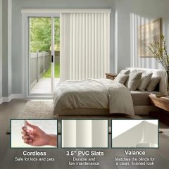 Made to Measure PVC Vertical Blind- Cairo Fabric- 89mm- Colour Options (Up To 200cm, Up To 240cm)