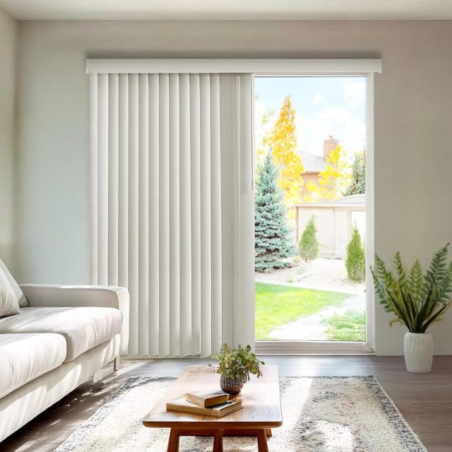 Made to Measure PVC Vertical Blind- Cairo Fabric- 89mm- Colour Options (Up To 200cm, Up To 240cm)