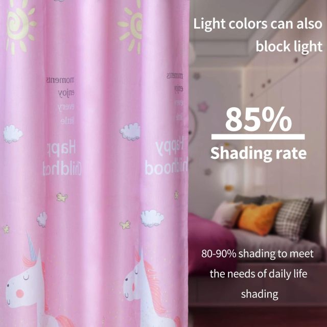 Kids Blackout Curtains for Bedroom Pink Children  Curtain, Window Drape