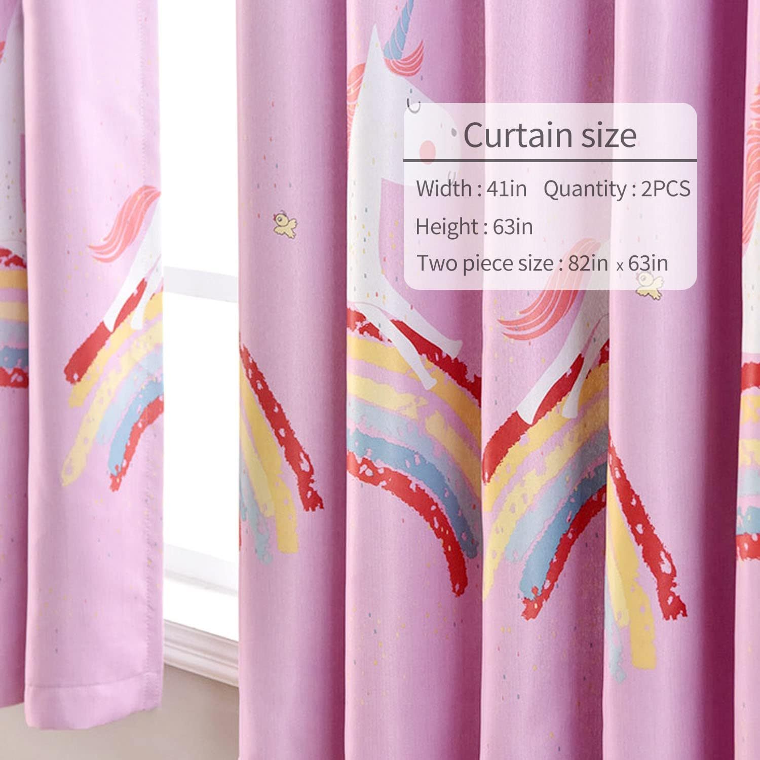 Kids Blackout Curtains for Bedroom Pink Children  Curtain, Window Drape