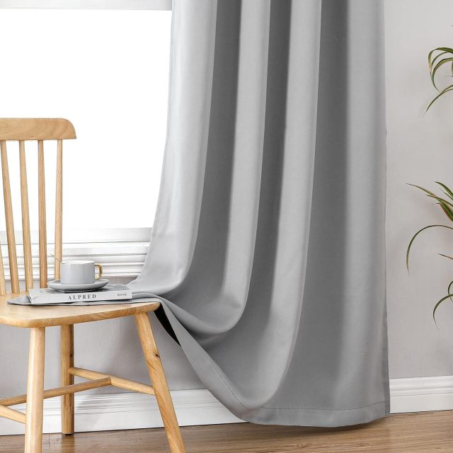 100% Blackout Curtains for Bedroom with Black Liner, 2 Thick Layers Total Blackout Thermal Insulated Grommet Window Curtains 63 Inch Length 2 Panels Set