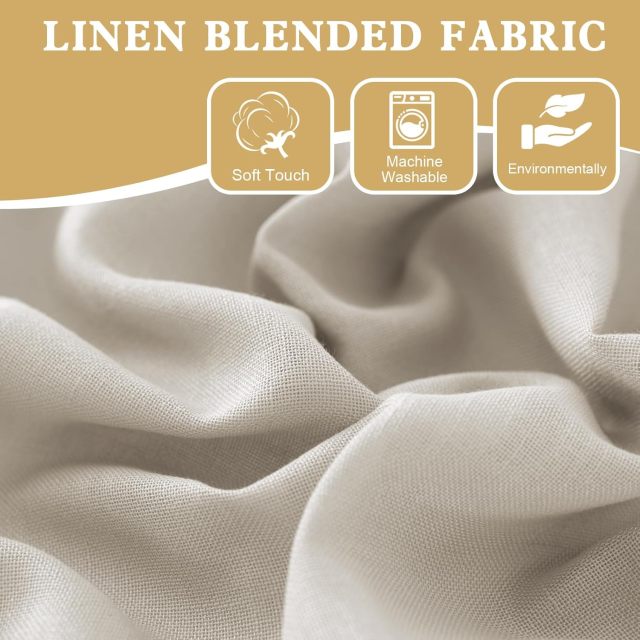 Tie Up Linen Curtains 63 Inch Length Nature Linen Textured Privacy Curtain Multi Hanging Ways Shade Balloon Window Shade Rod Pocket Casual Curtain