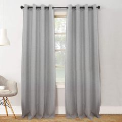 Linen Blackout Curtains Durable Thick Textured Linen Look  Anti Rust Grommet Extra Wide Sliding Door Curtain Panel, Natural，