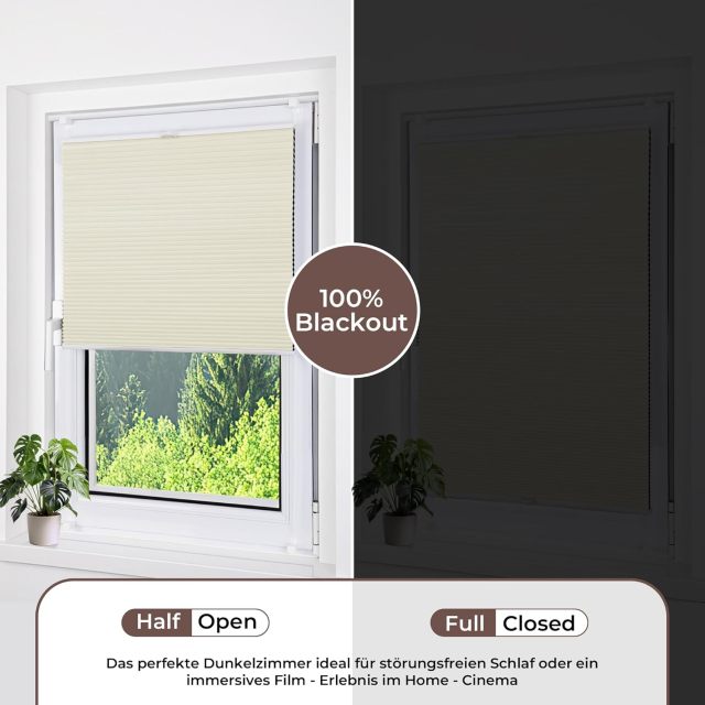 Honeycomb Pleated Blind No Drilling Blackout Honeycomb Pleated Blind without Drilling to Measure, Blackout and Thermal Pleated Blind