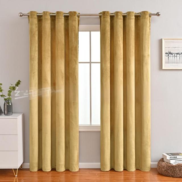 Velvet Curtains 84 inches - Gold Brown Blackout Thermal Insulated Window Drapes for Living Room, Back Tab Luxury Home Decor Curtains for Bedroom Sliding Door