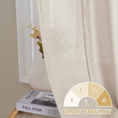Tie Up Linen Curtains 63 Inch Length Nature Linen Textured Privacy Curtain Multi Hanging Ways Shade Balloon Window Shade Rod Pocket Casual Curtain