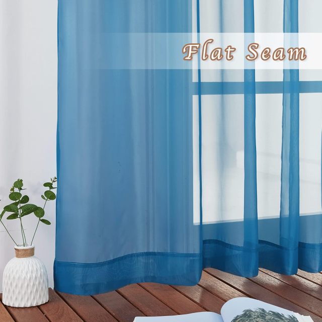 Sheer Curtains Blue for Bedroom Windows 84 inch Length, Grommet Casual Voile Sheer with Light Filter Window Treatments for Nursery/Living Room, Turquoise