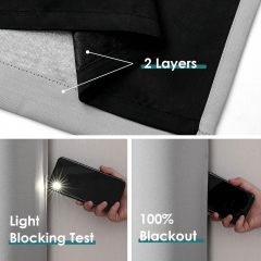 100% Blackout Curtains for Bedroom with Black Liner, 2 Thick Layers Total Blackout Thermal Insulated Grommet Window Curtains 63 Inch Length 2 Panels Set