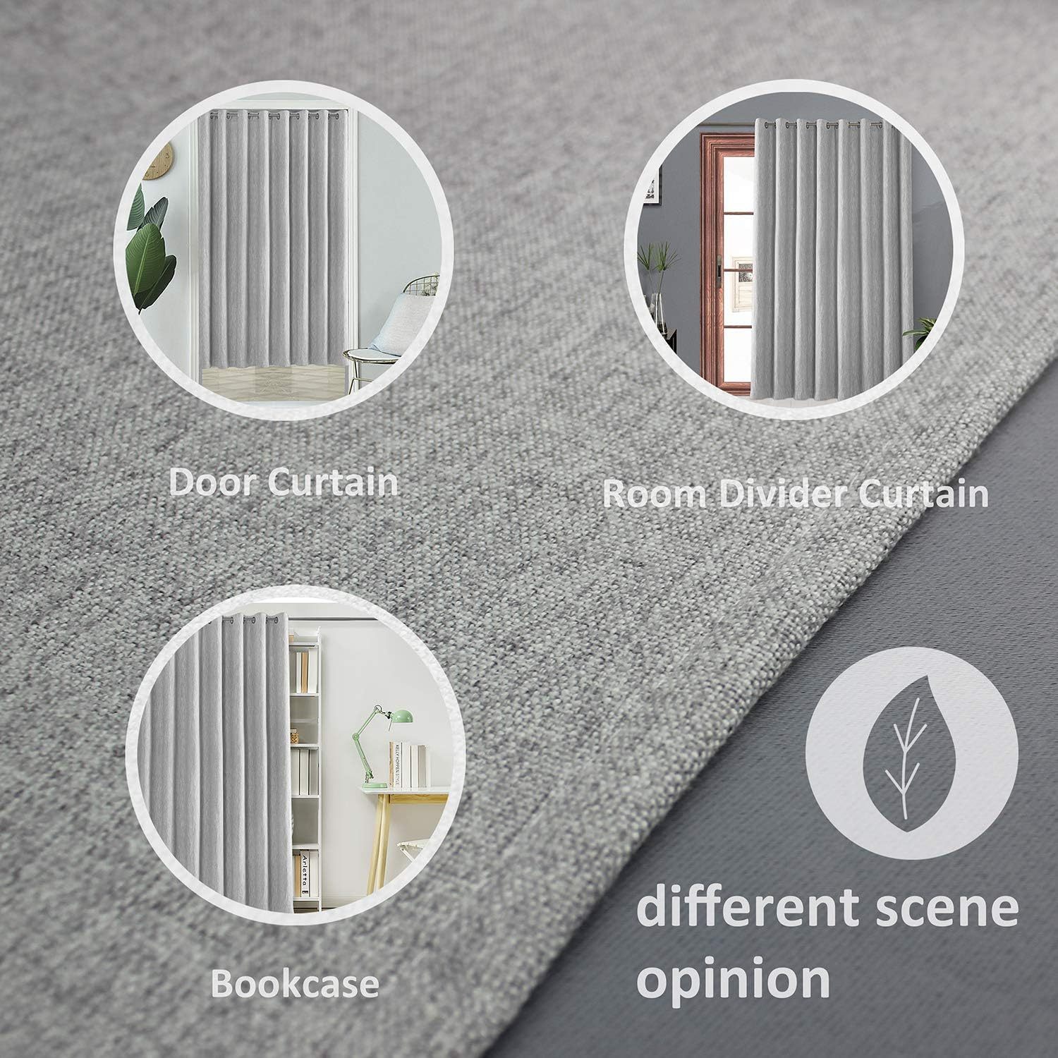 Linen Blackout Curtains Durable Thick Textured Linen Look  Anti Rust Grommet Extra Wide Sliding Door Curtain Panel, Natural，