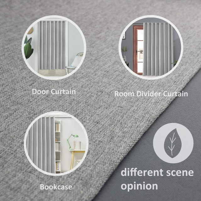 Linen Blackout Curtains Durable Thick Textured Linen Look  Anti Rust Grommet Extra Wide Sliding Door Curtain Panel, Natural，