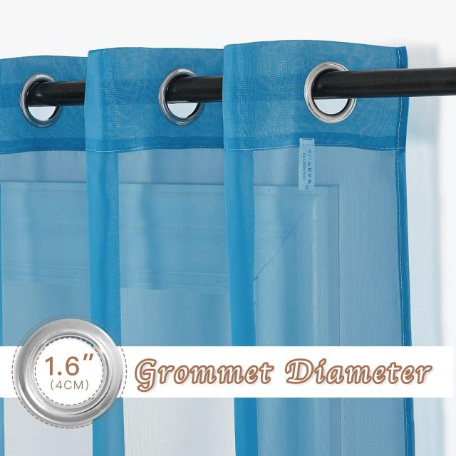 Sheer Curtains Blue for Bedroom Windows 84 inch Length, Grommet Casual Voile Sheer with Light Filter Window Treatments for Nursery/Living Room, Turquoise