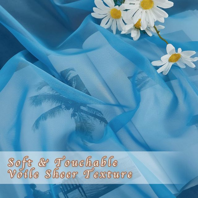 Sheer Curtains Blue for Bedroom Windows 84 inch Length, Grommet Casual Voile Sheer with Light Filter Window Treatments for Nursery/Living Room, Turquoise