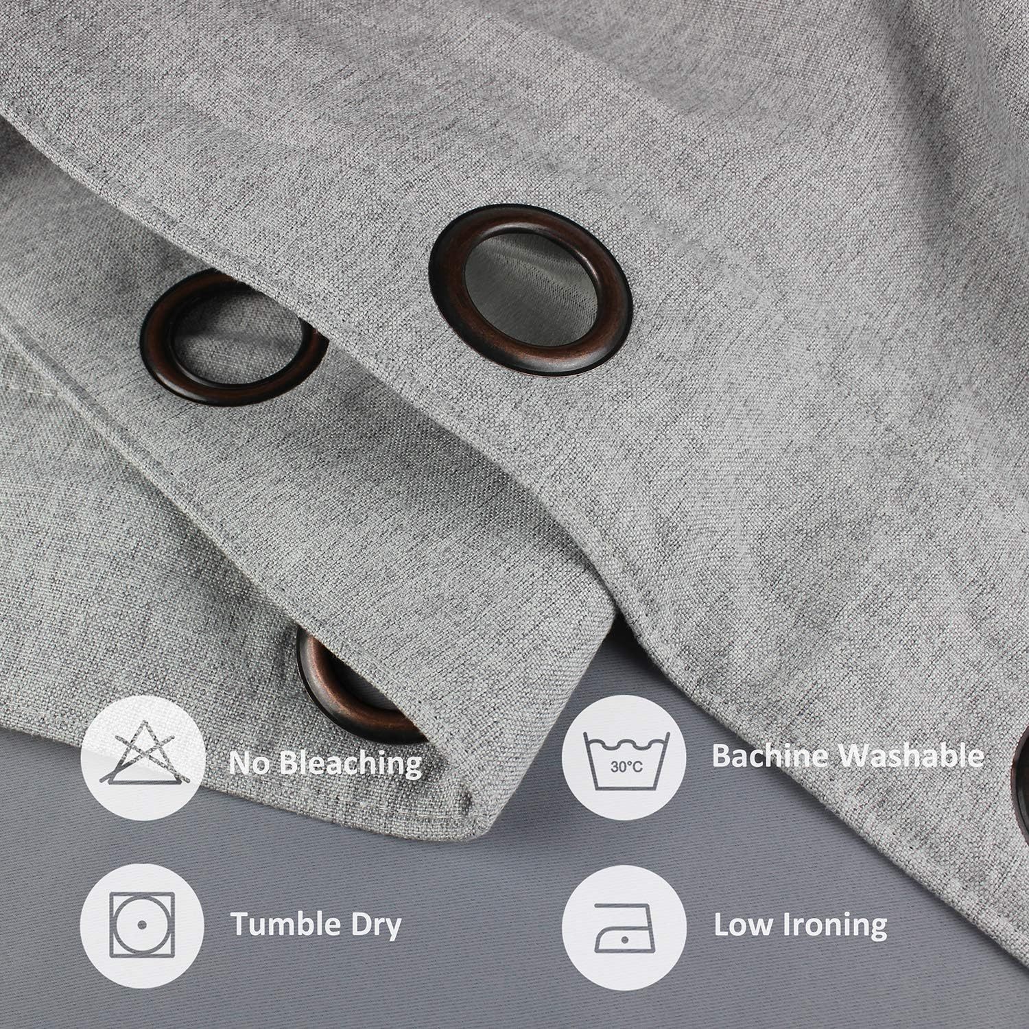 Linen Blackout Curtains Durable Thick Textured Linen Look  Anti Rust Grommet Extra Wide Sliding Door Curtain Panel, Natural，