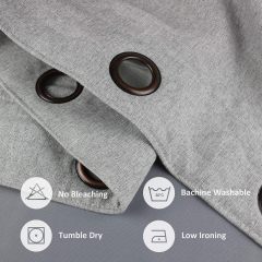 Linen Blackout Curtains Durable Thick Textured Linen Look  Anti Rust Grommet Extra Wide Sliding Door Curtain Panel, Natural，