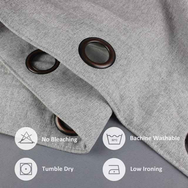 Linen Blackout Curtains Durable Thick Textured Linen Look  Anti Rust Grommet Extra Wide Sliding Door Curtain Panel, Natural，