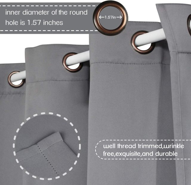 Window Curtain  Drape Thermal Insulated Grommet Blackout Curtains for Bedroom 2 Panels  42*63