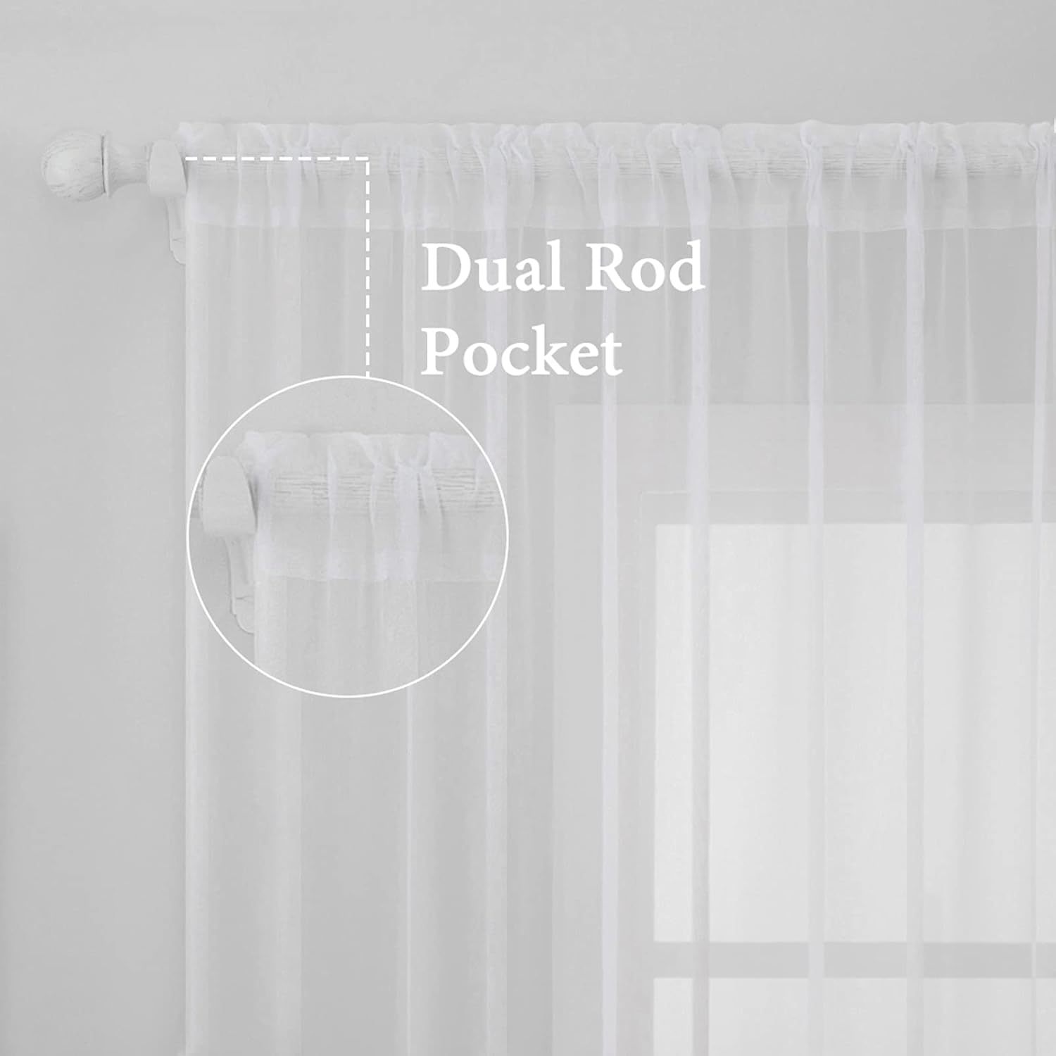 Solid Color White Sheer Window Curtains Elegant Window Voile Panels/Drapes/Treatment for Bedroom Living Room