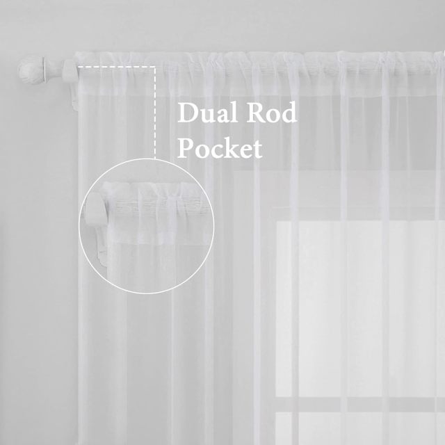 Solid Color White Sheer Window Curtains Elegant Window Voile Panels/Drapes/Treatment for Bedroom Living Room
