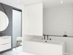 Shower Roller Blind with Cassette Water-Repellent, Bath Blind for the Fath and Shower Retro Design Ceiling-Mounted Semi-Transparent