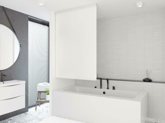 Shower Blind for Bathtub with Side Pull - Various Widths / Shower Curtain / Bath Curtain - 60 cm Wide x 240 cm Including Accessories