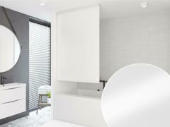 Shower Roller Blind with Cassette Water-Repellent, Bath Blind for the Fath and Shower Retro Design Ceiling-Mounted Semi-Transparent