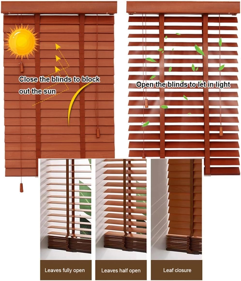 Wood Blinds Wooden Blinds for Indoor Windows Custom Size for Bedroom,Living Room,Bathroom & Office