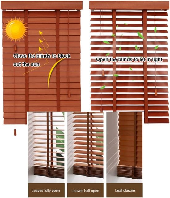 Wood Blinds Wooden Blinds for Indoor Windows Custom Size for Bedroom,Living Room,Bathroom & Office