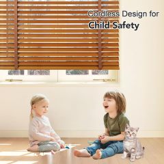 Cordless 2" Slats Wood Blinds for Indoor Windows with Classic Valance, Custom Room Darkening Solid Wooden Venetian Horizontal Blinds & Shades