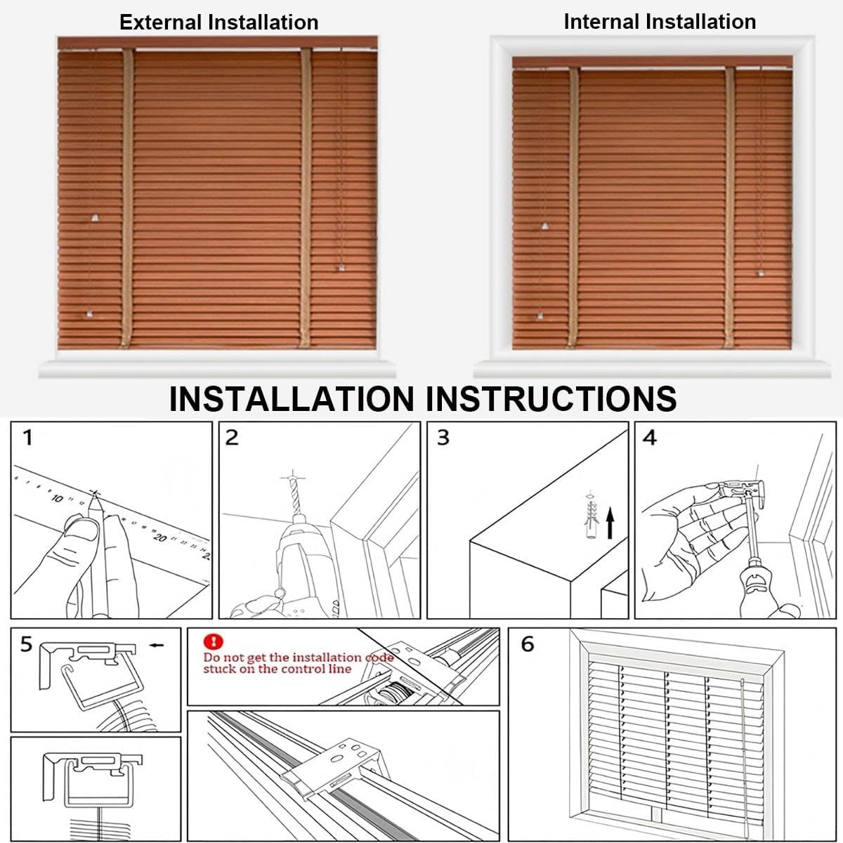 Wood Blinds Wooden Blinds for Indoor Windows Custom Size for Bedroom,Living Room,Bathroom & Office