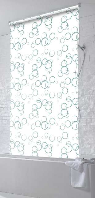 Shower Roller Blind with Cassette Water-Repellent, Bath Blind for the Fath and Shower Retro Design Ceiling-Mounted Semi-Transparent