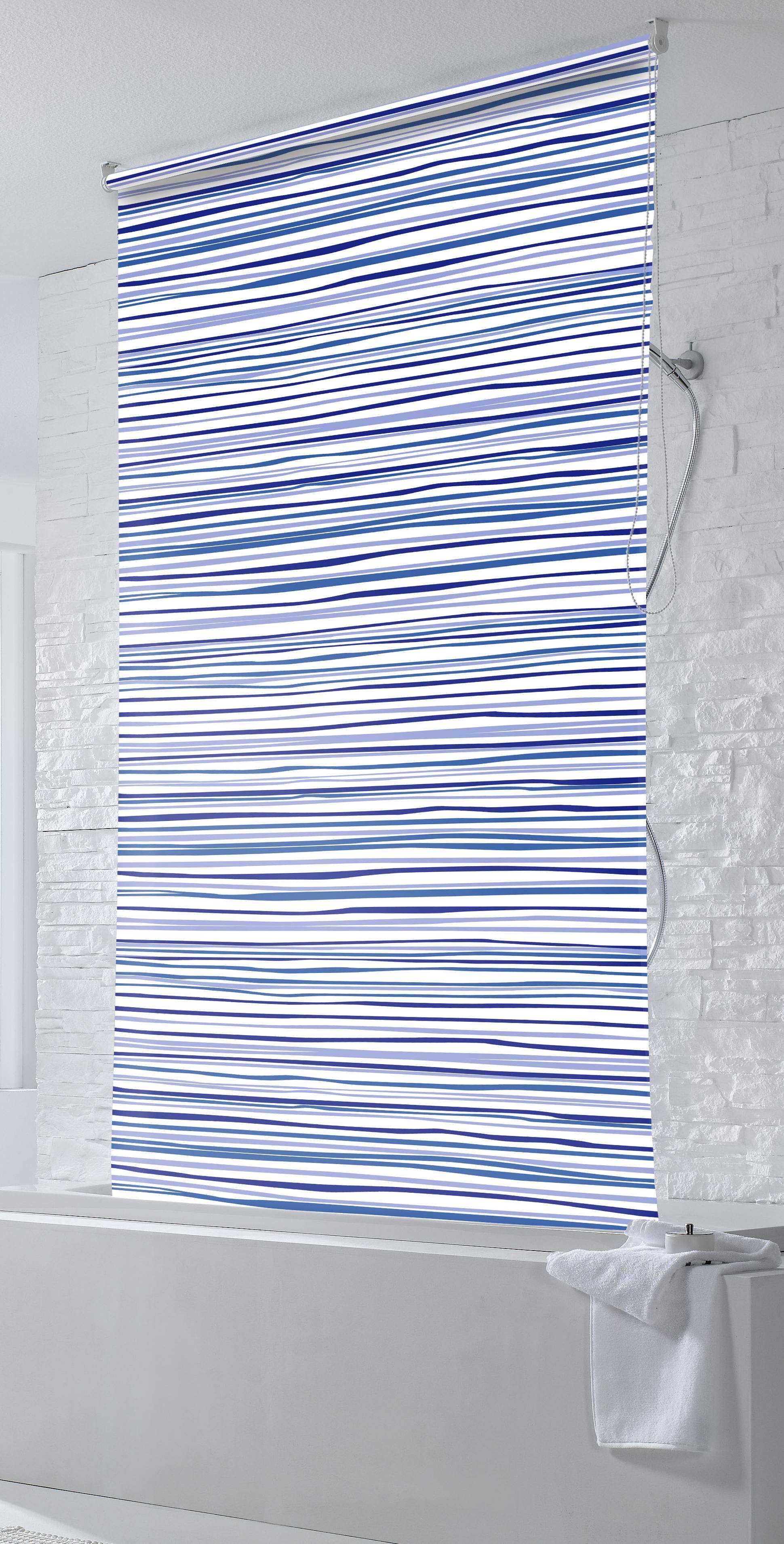 Shower Roller Blind with Cassette Water-Repellent, Bath Blind for the Fath and Shower Retro Design Ceiling-Mounted Semi-Transparent