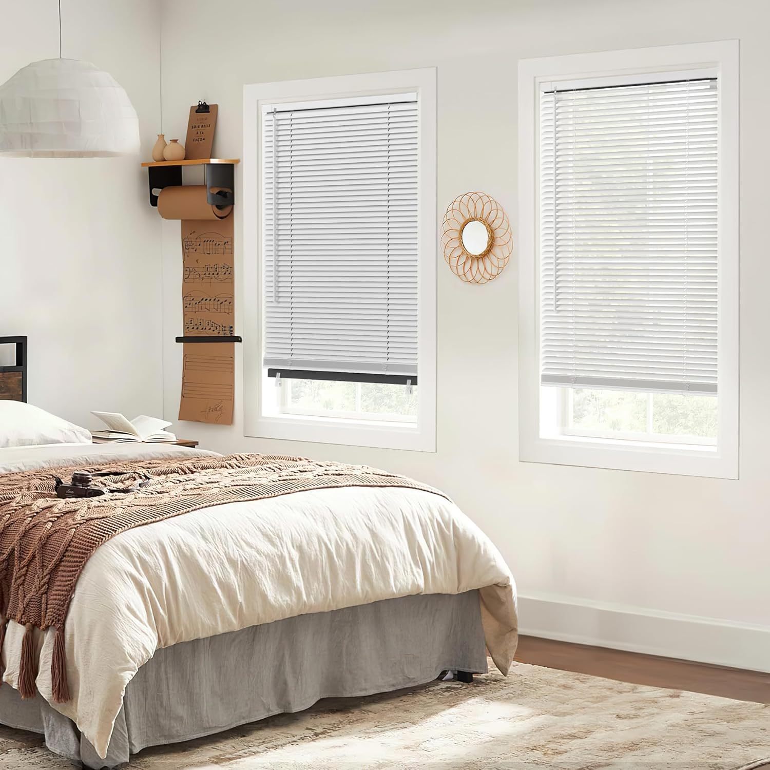 No Tool  No Drilling Aluminum Mini Blinds Cordless Blinds