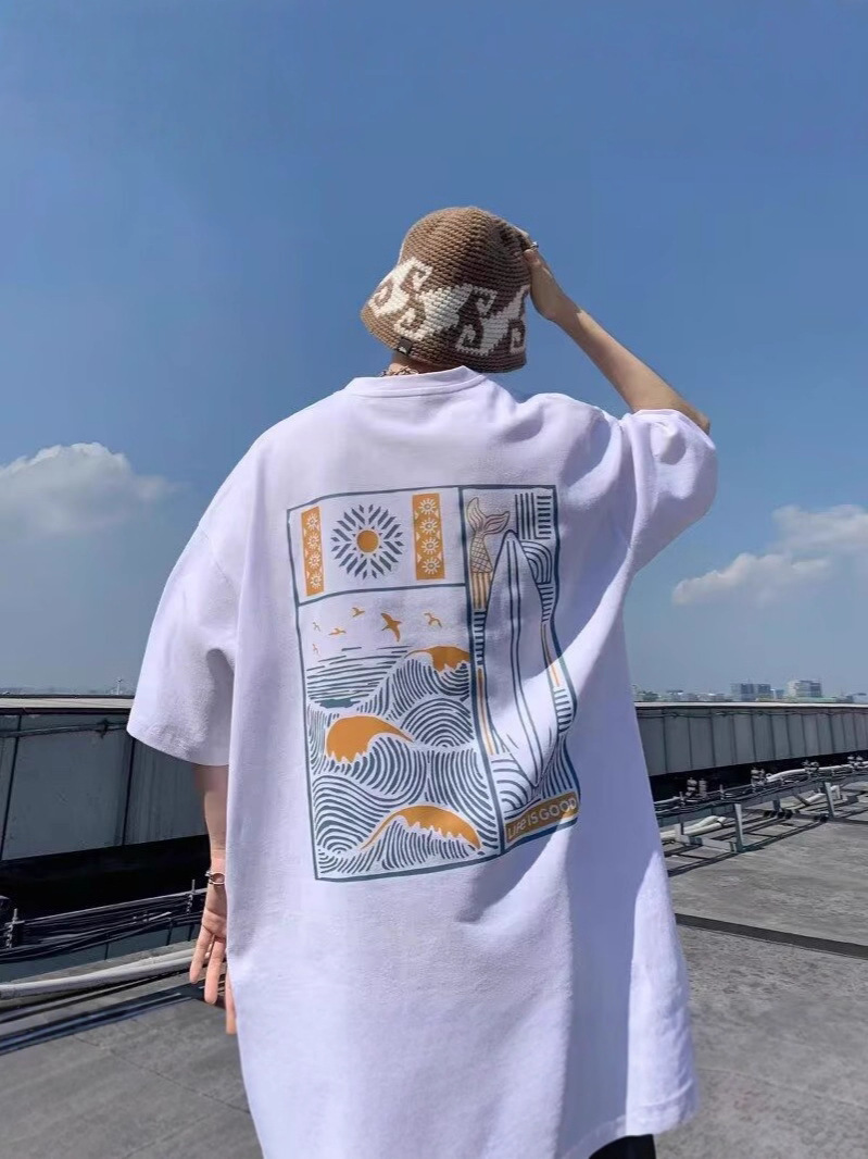 Cross-Border High-Quality Cotton Summer New Printed Casual Short-Sleeve T-Shirt - Trendy Brand, 5-Sleeve Length, Men's T-Shirt for Wholesale