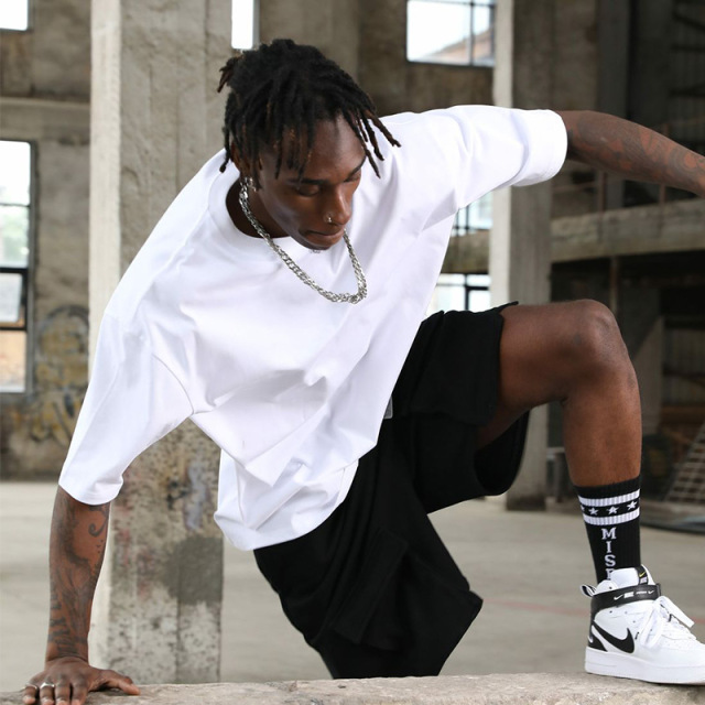 Trendy Men's Wear | High-Quality Cotton Oversized Heavyweight T-Shirt - Popular in Europe & America, Hip-Hop Style, Casual Short-Sleeve Men's T-Shirt