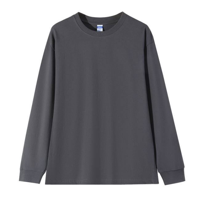 Men's 270G Heavyweight Long-Sleeve T-Shirt - White, Loose Fit with Drop Shoulders, Crew Neck, 100% Cotton, Outer Wear, Suitable for Autumn & Winter, Matching Couple Style