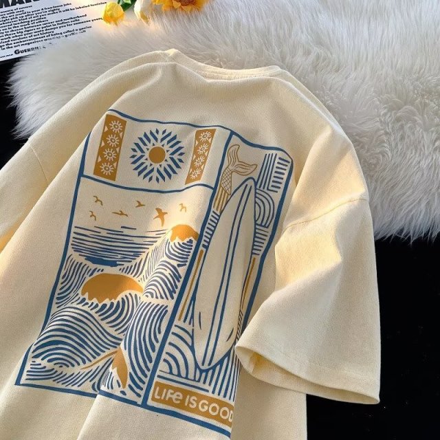 Cross-Border High-Quality Cotton Summer New Printed Casual Short-Sleeve T-Shirt - Trendy Brand, 5-Sleeve Length, Men's T-Shirt for Wholesale