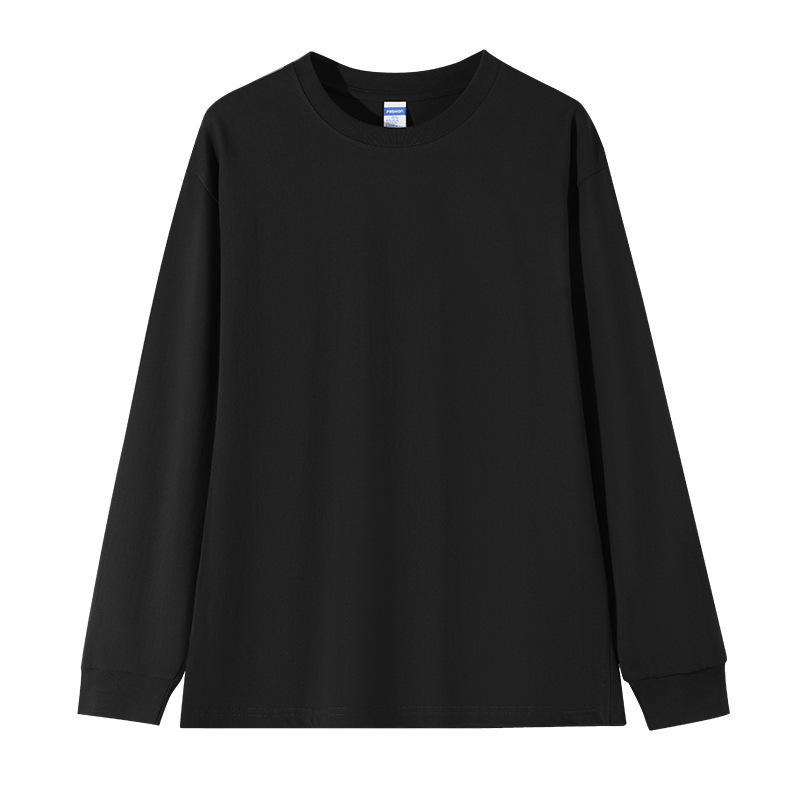 Men's 270G Heavyweight Long-Sleeve T-Shirt - White, Loose Fit with Drop Shoulders, Crew Neck, 100% Cotton, Outer Wear, Suitable for Autumn & Winter, Matching Couple Style